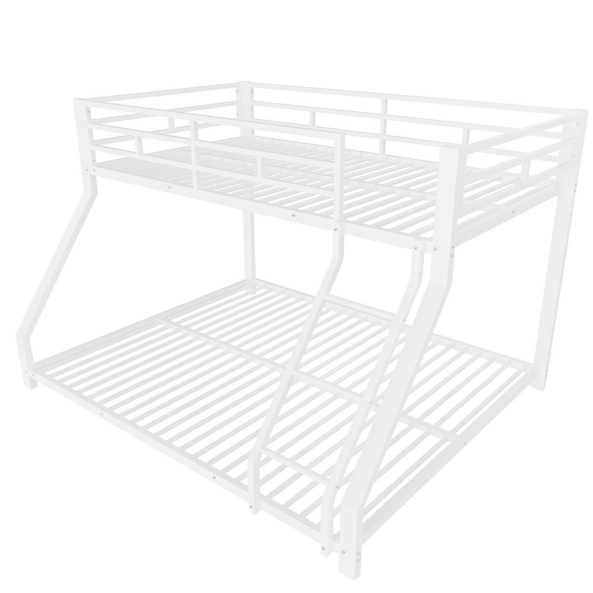 ETAGENBETT aus Metall 90x200/140x200 cm Weiß mit Treppe, Geländer und EN747-Zertifizierung - Weiß, Metall (90/200cm) - Modfu