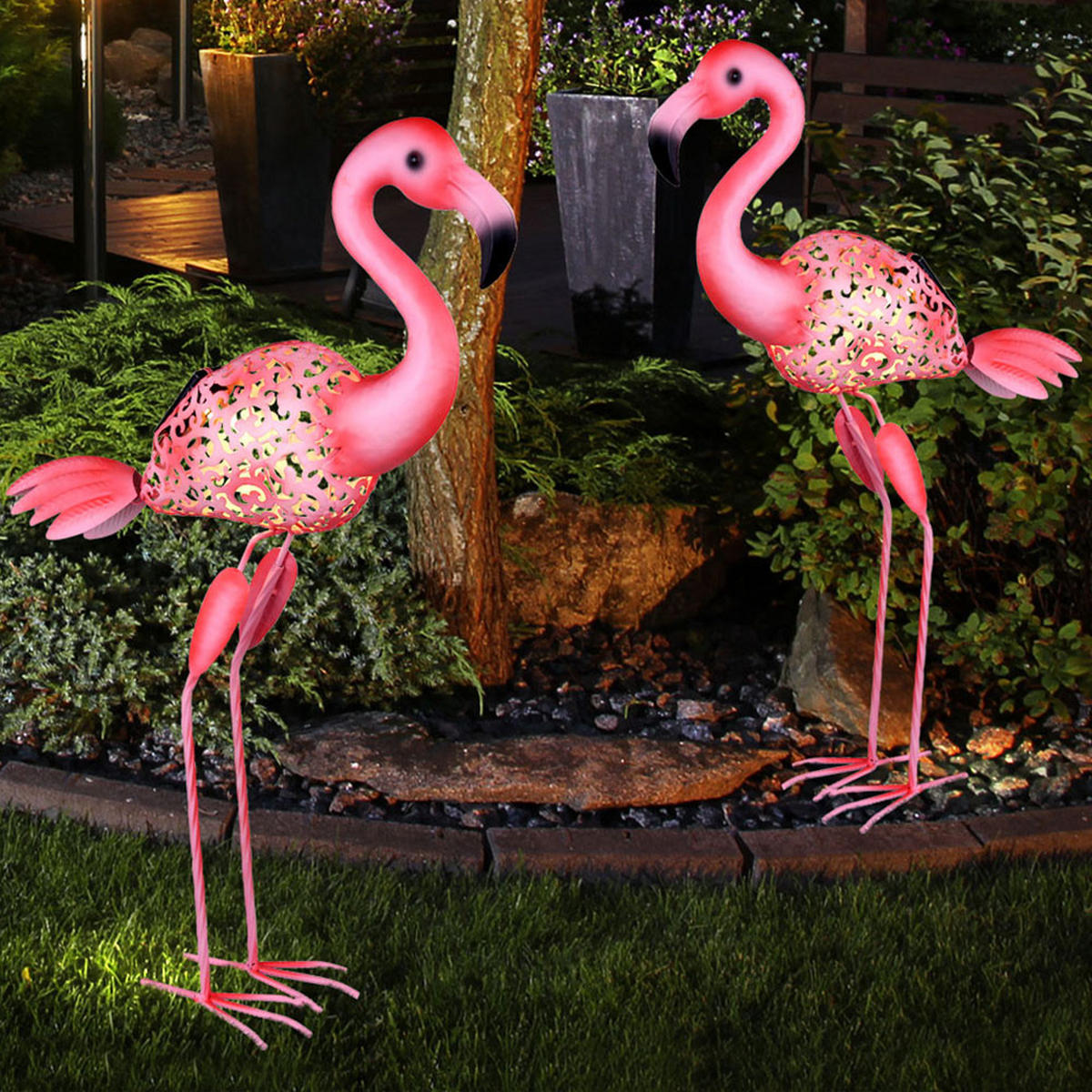 LED AUSSENLEUCHTE Vogel Rosa - Rosa, Metall (34/16/74cm) - Globo Lighting