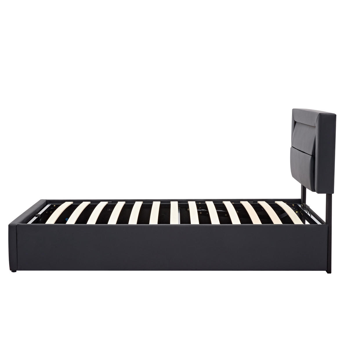 POLSTERBETT 90/190 cm in Schwarz mit Stauraum, LED und USB Kunstleder - Schwarz, Holzwerkstoff/Textil (90/190cm) - CHICFURN