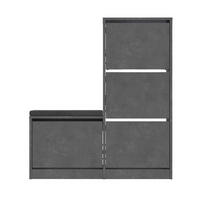 SCHUHSCHRANK 4 Türen L105 cm - Dude - Grau, Holzwerkstoff (26/118.5/105cm) - Calicosy