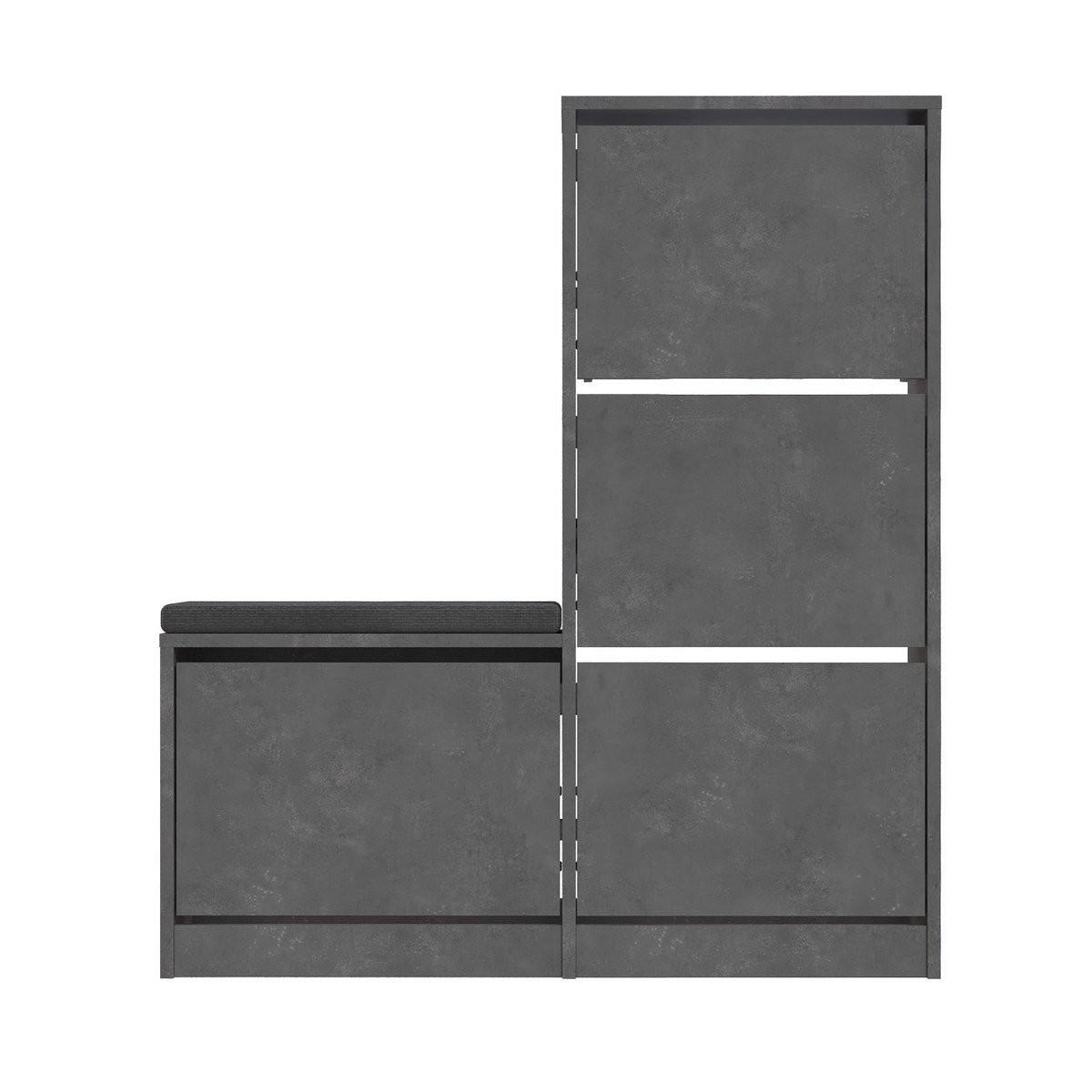 SCHUHSCHRANK 4 Türen L105 cm - Dude - Grau, Holzwerkstoff (26/118.5/105cm) - Calicosy