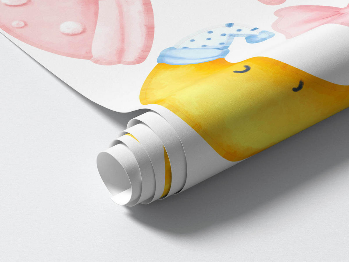 WANDAUFKLEBER 130x198cm - Pastellfarbene Elefantenwolken - Multicolor, Kunststoff (130/198/0.1cm) - Wallfluent