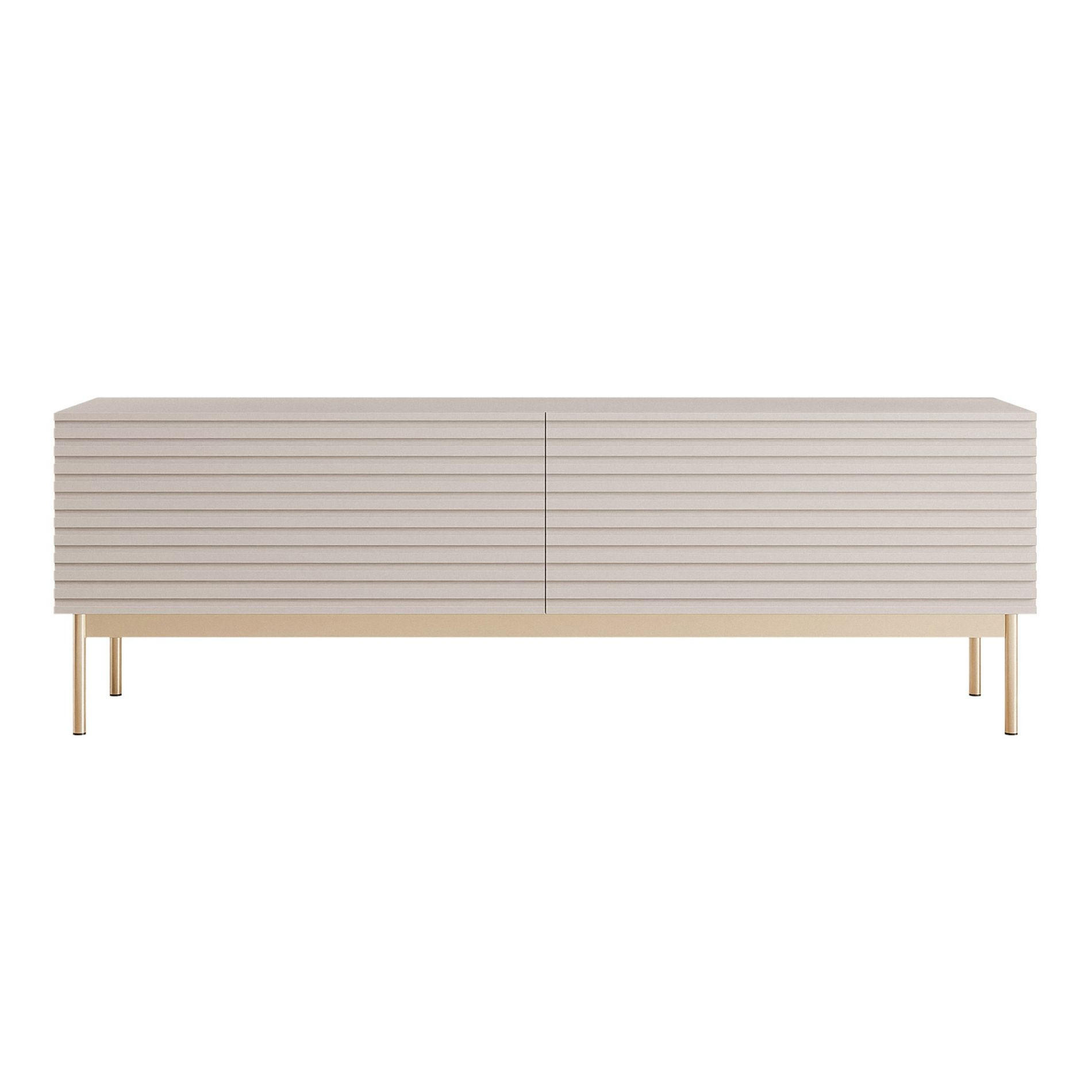 TV-LOWBOARD Linearis Kaschmirgrau 139 cm - Taupe/Goldfarben, Holzwerkstoff/Metall (138.6/46.2/30cm) - Selsey