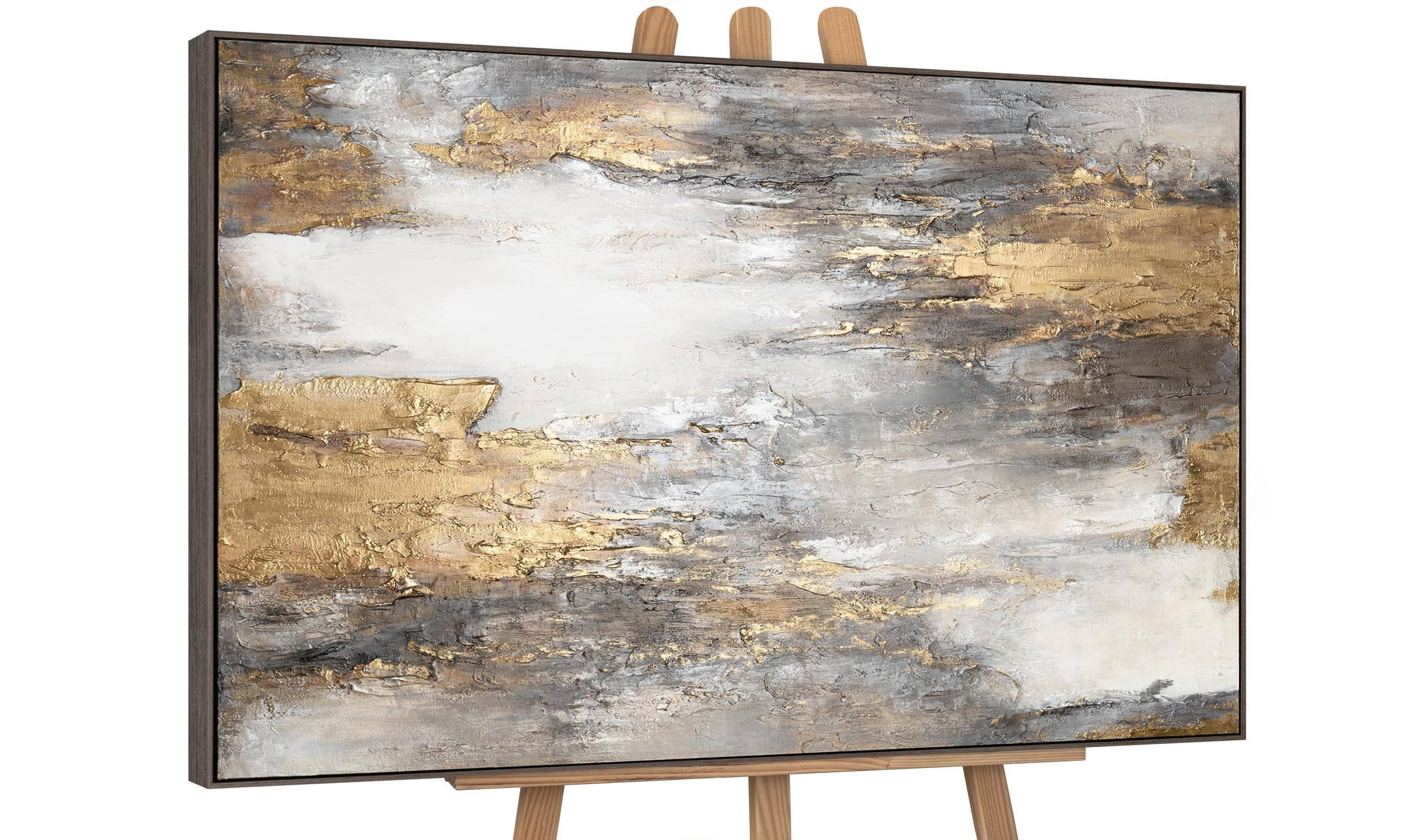 GEMÄLDE Sanfter Zeitfluss II Schattenfugenrahmen Grau 120x80 cm - Grau, Holz (120/80cm) - YS-art gallery