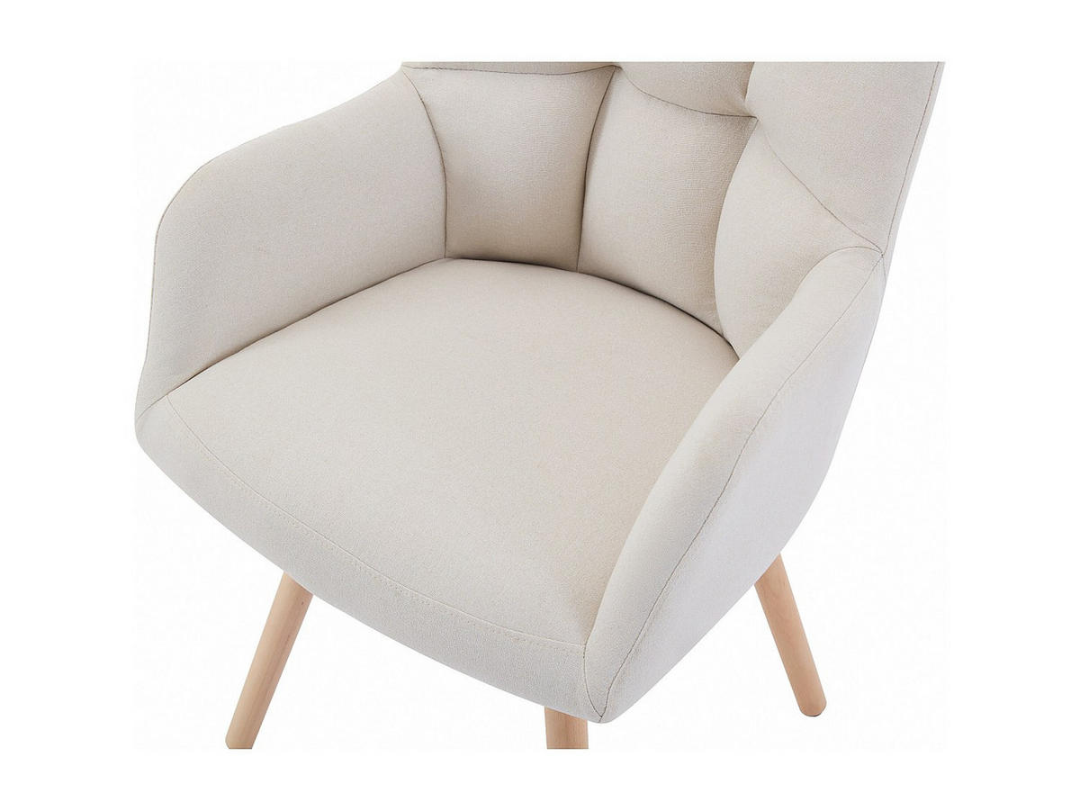 STUHL mit Armlehnen 6er-Set - Stoff & Buchenholz - Beige - PEGA - Beige, Textil (57.5/81/58cm) - Vente-Unique