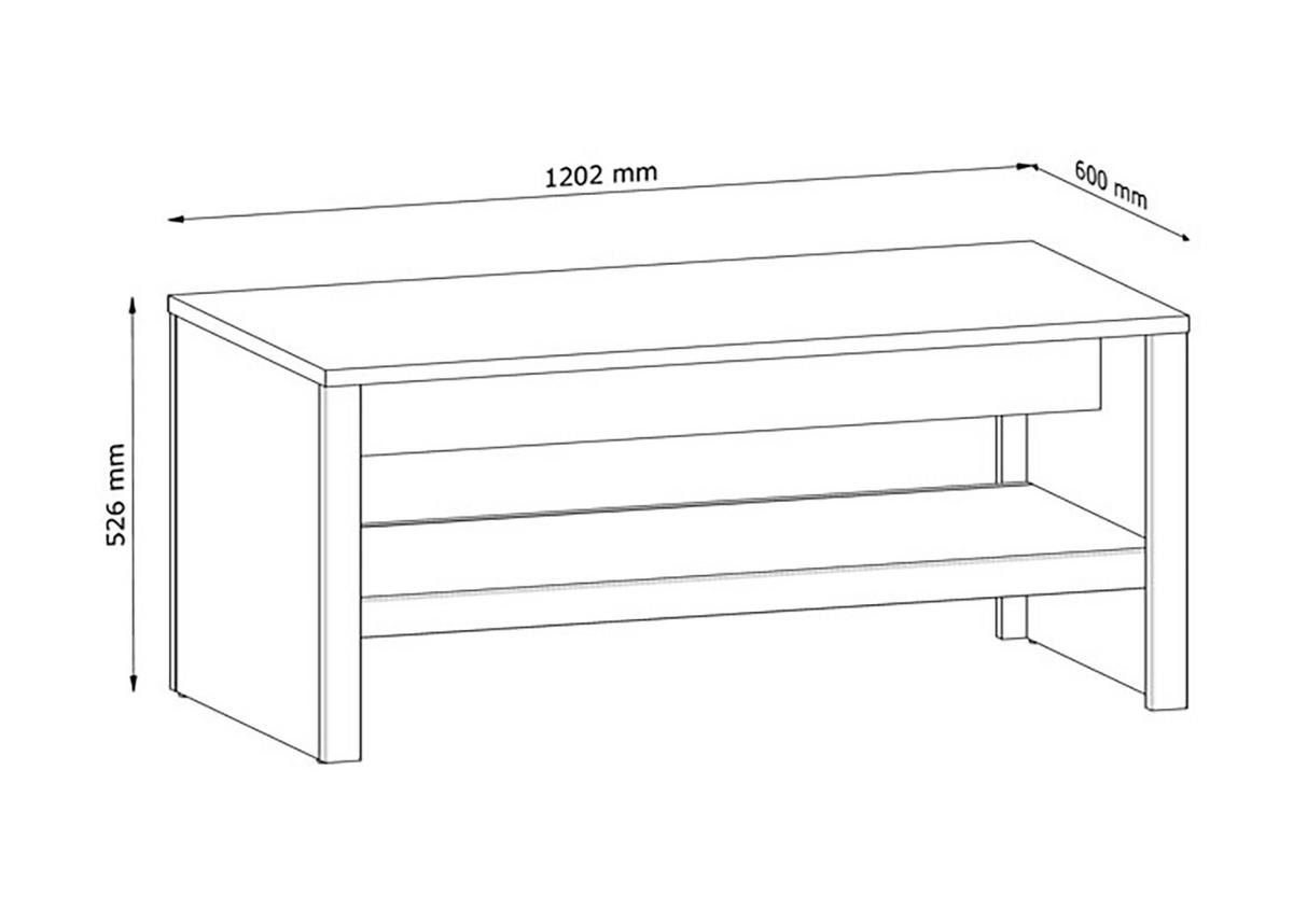 COUCHTISCH Montana Eiche Lefkas 120,2 / 60 / 52,6cm - Eichefarben, Holz/Holzwerkstoff (60/120.2/52.6cm) - Feldmann-Wohnen