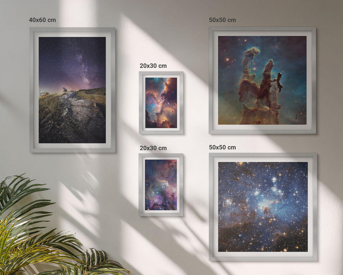 BILDER SET 5er Set - 50x50 cm & 20x30 cm & 40x60 cm Silberner Rahmen - Wasserfall in der Schlucht - Silberfarben, Kunststoff (40/60cm) - TULUP