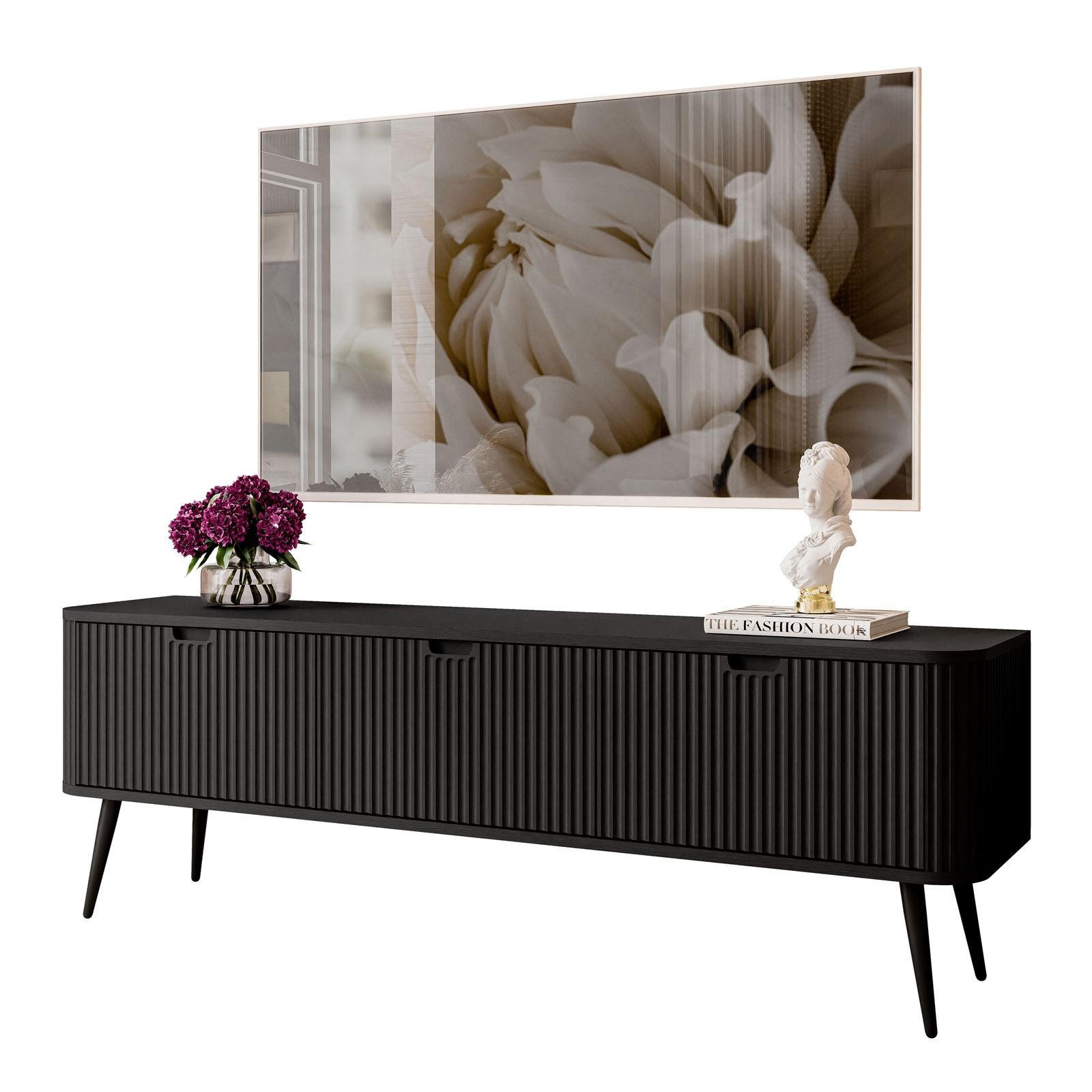 TV Schrank ZAIRA RTV168 Schwarz - Schwarz, Holzwerkstoff (168/57/39cm) - Lookway