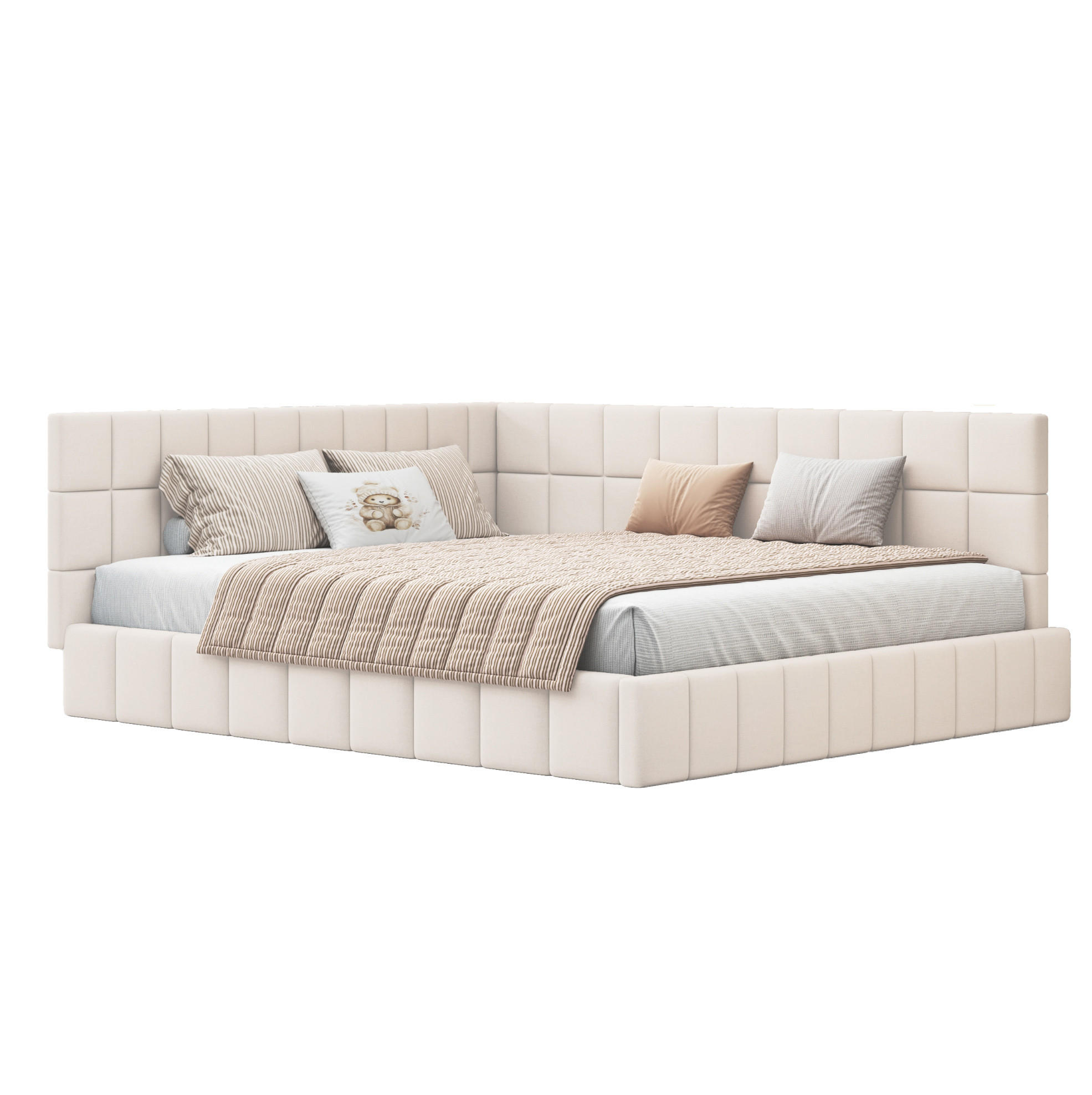 POLSTERBETT 160/200 cm Beige aus Stoff mit Lattenrost - Beige, Textil (160/200cm) - OKMYHOME