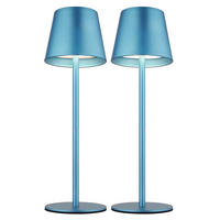 LED TISCHLAMPE Blau Akku Touchdimmer 2er Set - Blau, Metall (11.5/11.5/36cm) - Globo Lighting