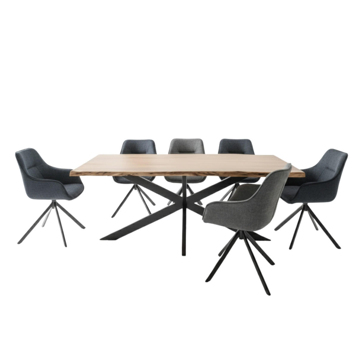 ESSZIMMER-SET San Carlo und Catania - Dunkelgrau/Schwarz, Holz/Textil (100/76/200cm) - Mr. Deko