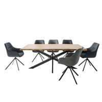 ESSZIMMER-SET San Carlo und Catania - Dunkelgrau/Schwarz, Holz/Textil (100/76/200cm) - Mr. Deko