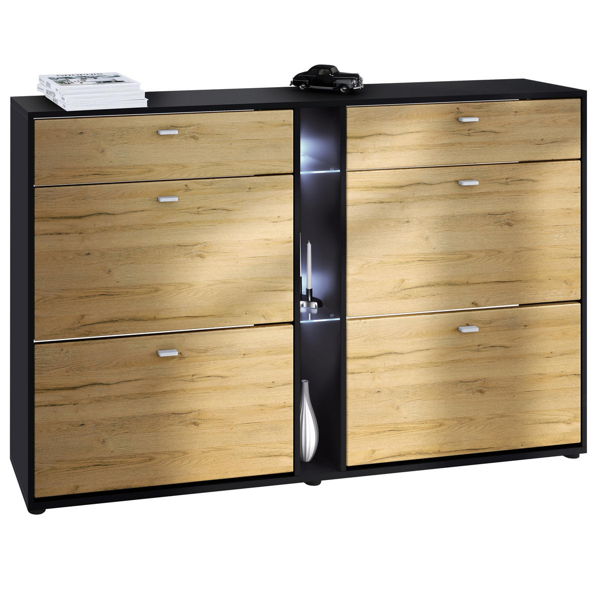 SCHUHSCHRANK Today Fronten in Eiche Natur - Eichefarben, Holzwerkstoff (155.5/95/28cm) - Vladon