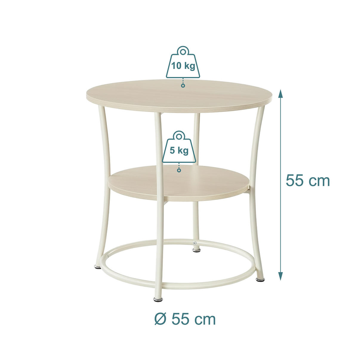 BEISTELLTISCH - Hellbraun, Holzwerkstoff/Metall (55/55/55cm) - Relaxdays