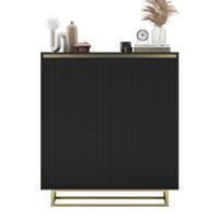 HIGHBOARD Selene 2D Schwarz Matt 111 cm goldfarbener Rahmen - Goldfarben/Schwarz, Holzwerkstoff/Metall (111/125/35cm) - Meble Lindner