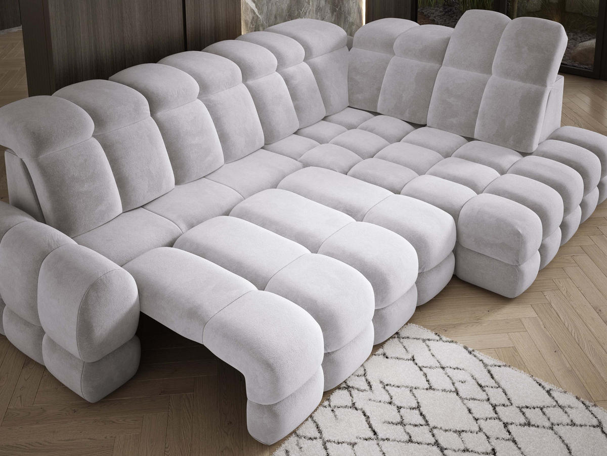 ECKSOFA TOLLO Salvador-stoff L-form 302x217x105 cm silber - Alufarben, Holz/Textil (217/302cm) - DomoHome