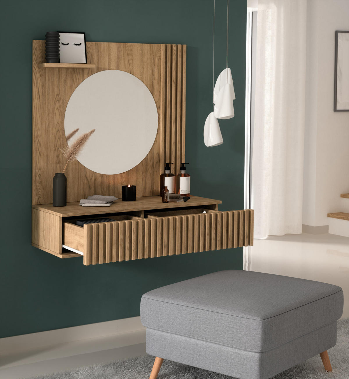 KONSOLETISCH - Konsole/ Schminktisch Entia Artisan - Eiche Artisan, Holzwerkstoff (85/100/40cm) - Möblo
