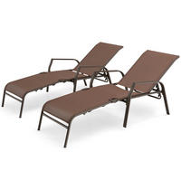 SONNENLIEGE Klappbare Braun(2er-Set) - Braun, Metall (71/94/192cm) - COSTWAY