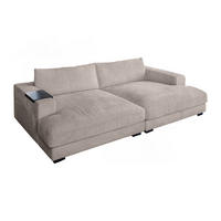 BIG SOFA XL MIT TABLETT SCHWARZ MADELINE Taupe Cord - Taupe/Schwarz, Kunststoff/Textil (290/85/190cm) - KAWOLA
