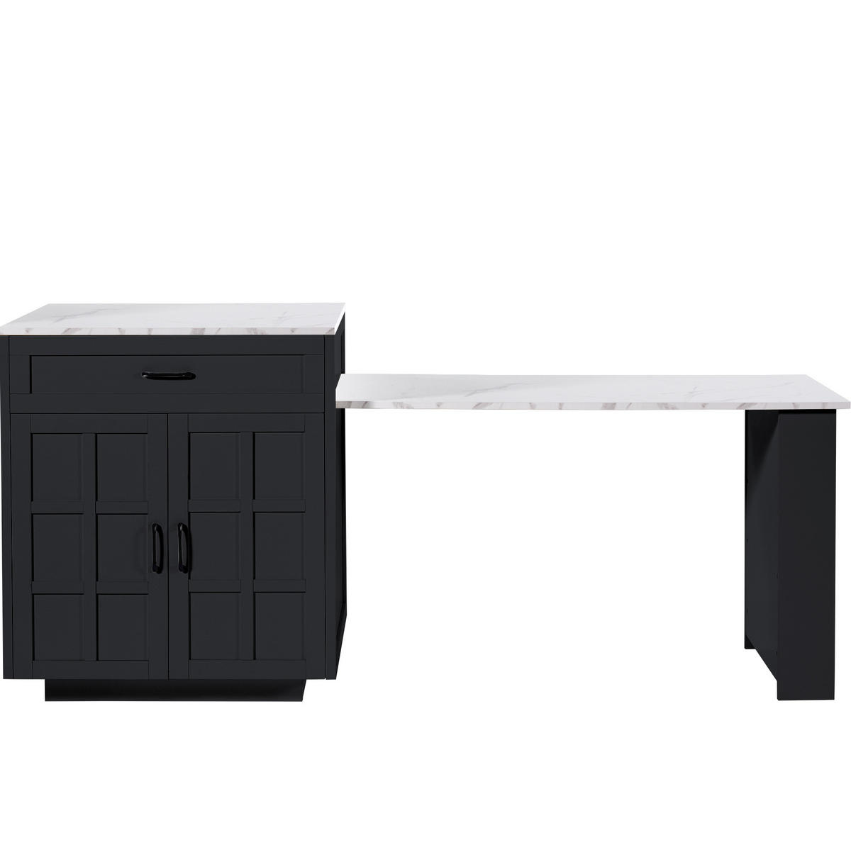 BARTISCH ausziehbar mit Stauraum 133-202 x 70 x 93,5 cm Schwarz - Schwarz, Holz (70/93.5/202cm) - Beauniv