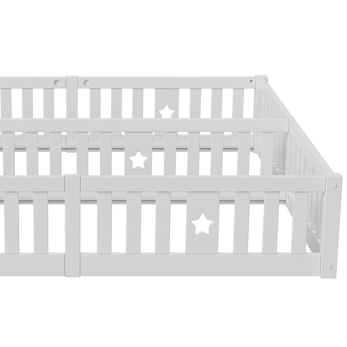 POLSTERBETT 2x90x200cm weiß Holz, Sicherheitsgitter, Montessori - Weiß, Holz