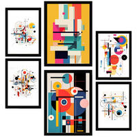 POSTER Set Mit 6 Bauhaus Rotblau Gelb A3 & A4 Schwarzer Rahmen - Schwarz, Papier (29/3cm) - Nacnic