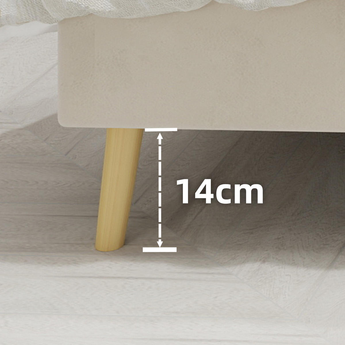 POLSTERBETT 140x200 cm ohne Stauraum beige - Beige, Textil (140/200cm) - LEBENLANG