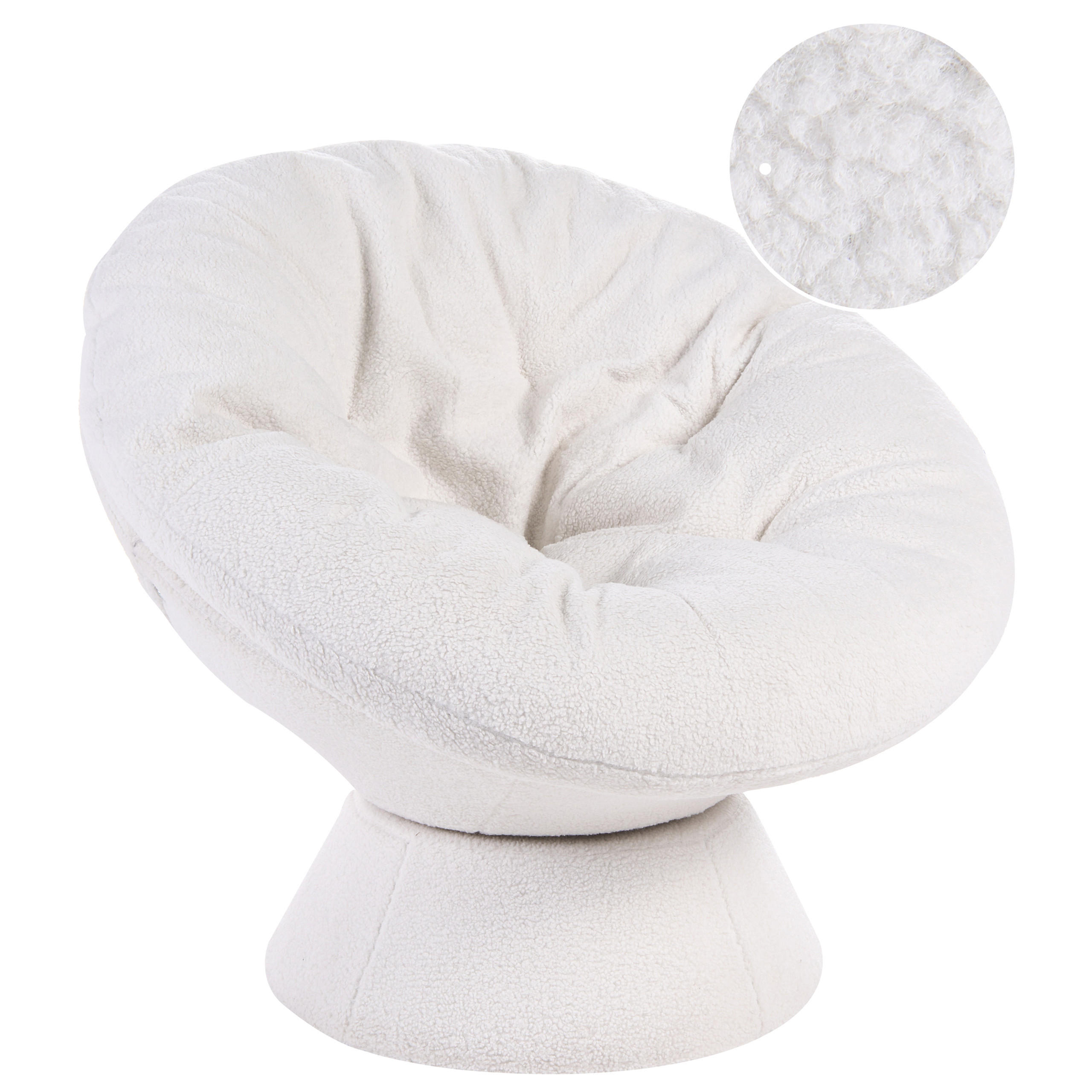 DREHSESSEL Bouclé Cremeweiß Ringsted - Weiß, Textil (102/85/90cm) - Beliani