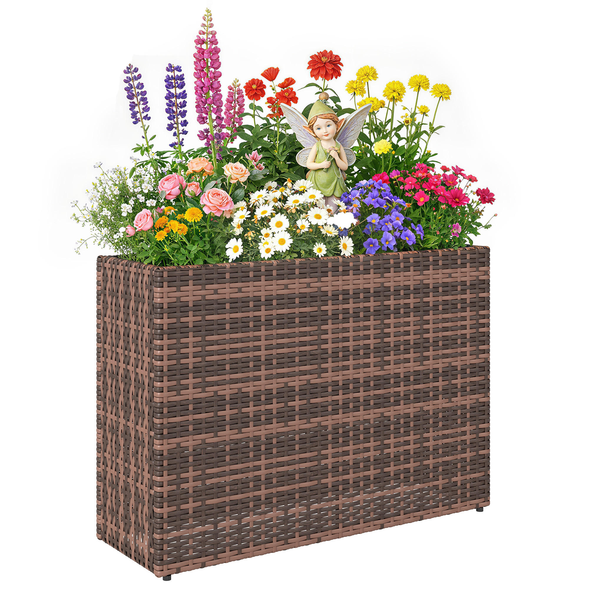 HOCHBEET, 45-Liter-Rattan-Hochbeet mit verstellbaren Füßen, Braun - Multicolor, Holzwerkstoff (81/58/28cm) - FORIOUS