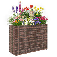 HOCHBEET, Verstellbarer Blumenkasten aus Rattan mit herausnehmbarem Einsatz, für Balkon und Terrasse, Braun - Multicolor, Holzwerkstoff (81/58/28cm) - FORIOUS