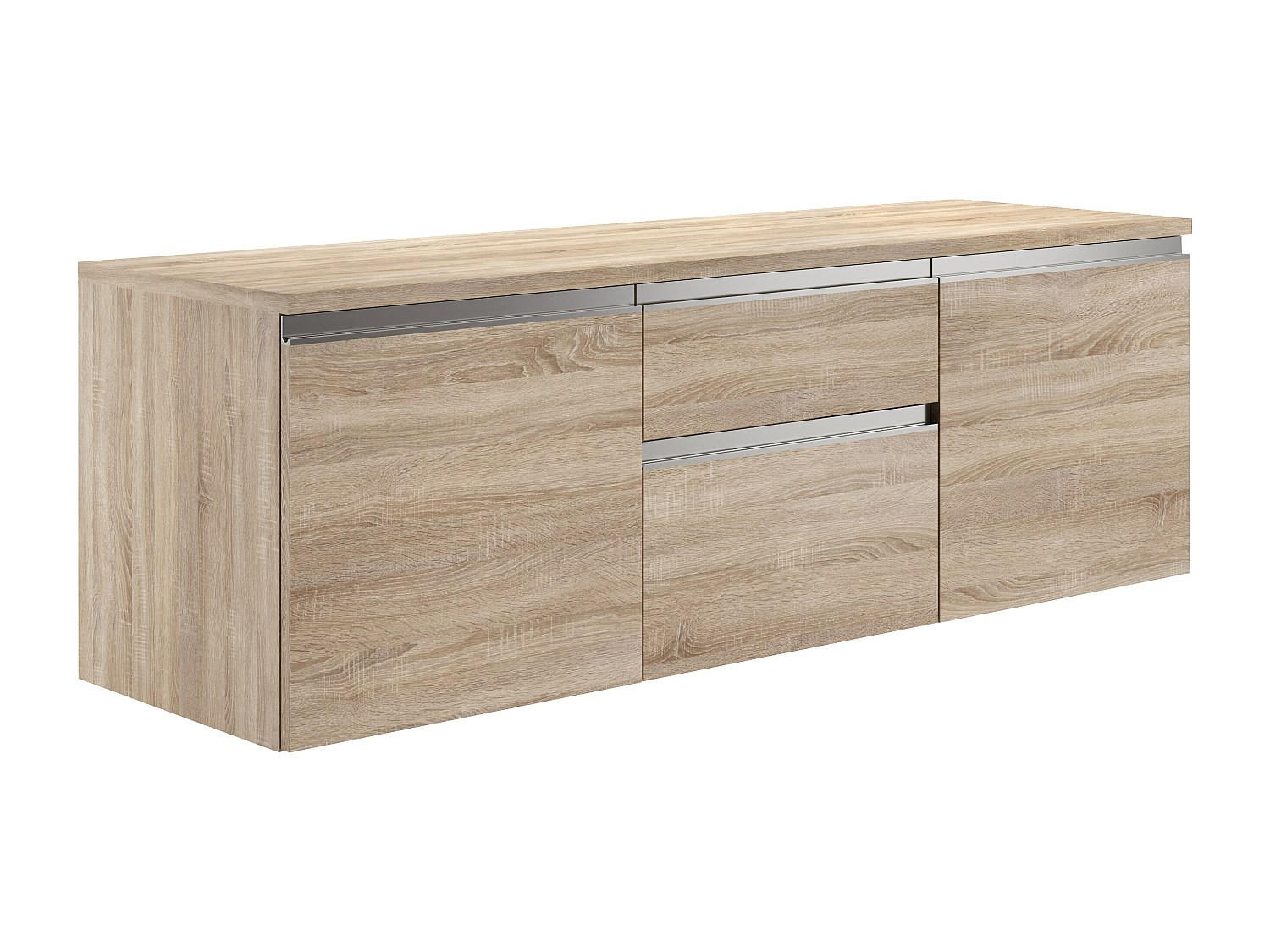 WASCHBECKENUNTERSCHRANK hängend - Holzfarben hell - 150 cm - JIMENA II - Naturfarben, Holz (150/46/50cm) - Vente-Unique