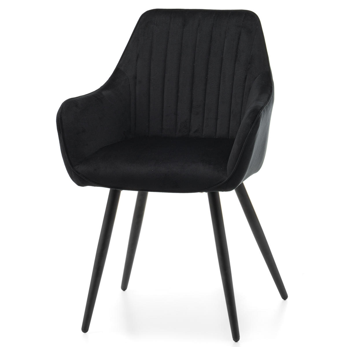 STUHL PASSO gepolstert mit Steppung - schwarz - Samt Velours - Schwarz, Textil/Metall (58/87/60cm) - NEW HOME