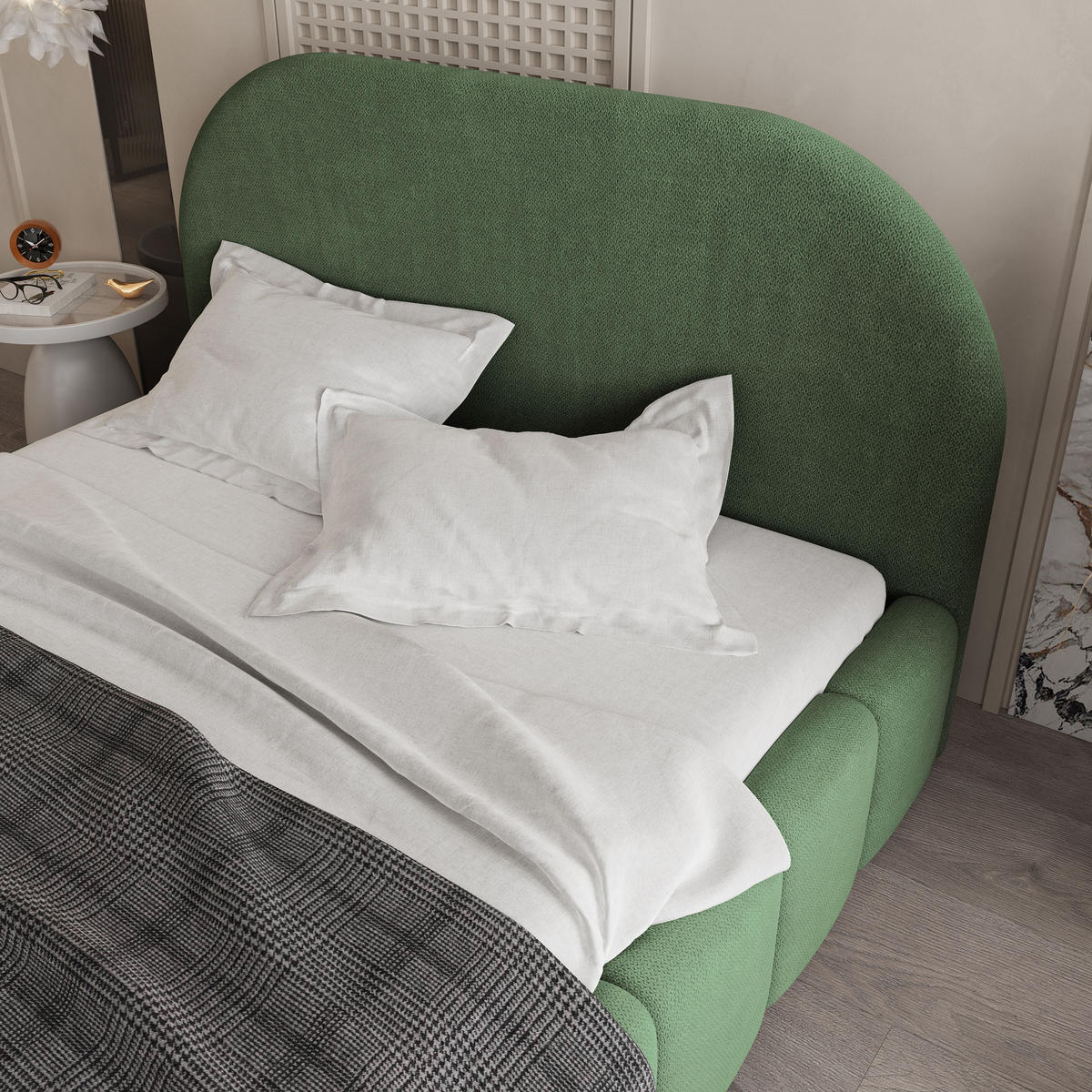 POLSTERBETT FLUSSO 160x200 cm mit Bettkästen - Grün - Grün, Holz (160/200cm) - MASSENO