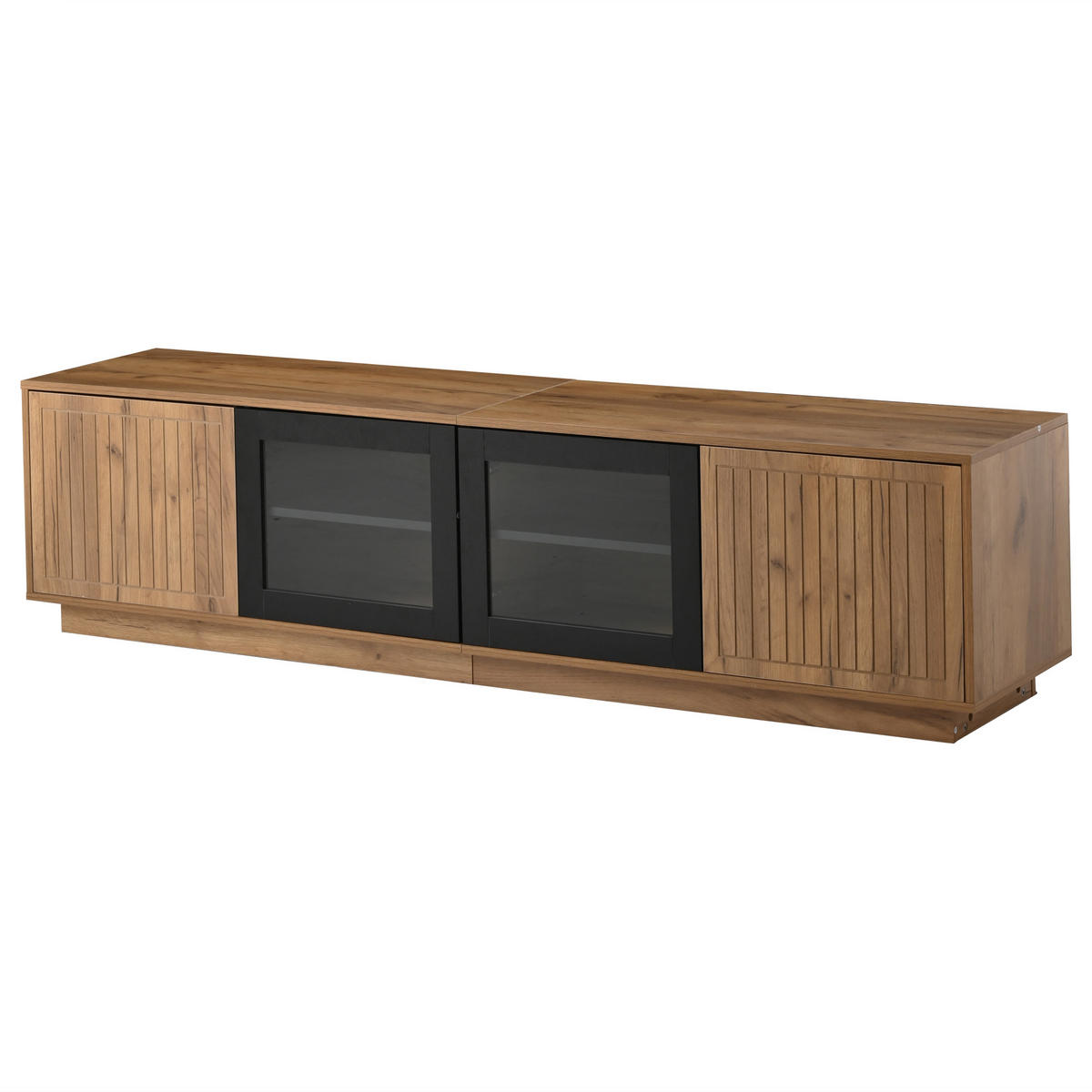 LOWBOARD Modellname Naturfarben und Schwarz 180/40/45 cm - Naturfarben, Holz (180/45/40cm) - PANGIVO