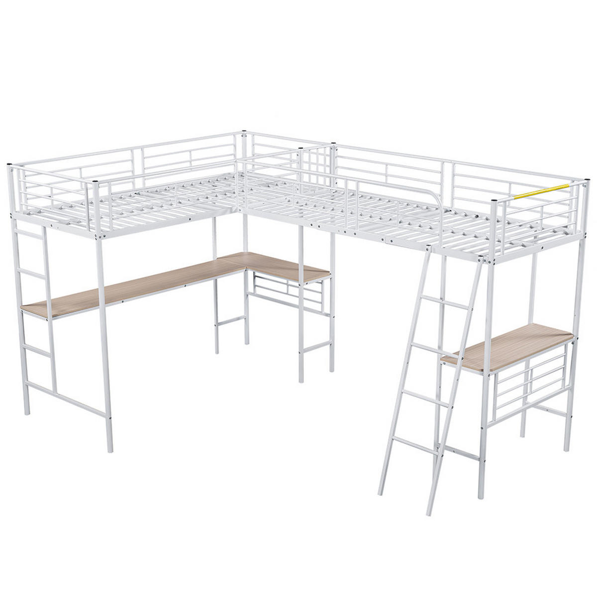 HOCHBETT 90/200 cm in Weiß mit Doppeltreppe - Weiß, Metall (90/200cm) - KOMHTOM