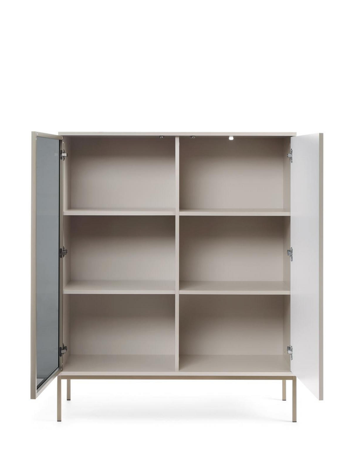 VITRINE Sentino Kaschmir, Zweitürige Glasvitrine mit LED - Kaschmir, Holzwerkstoff/Metall (104/126/39cm) - Bettso