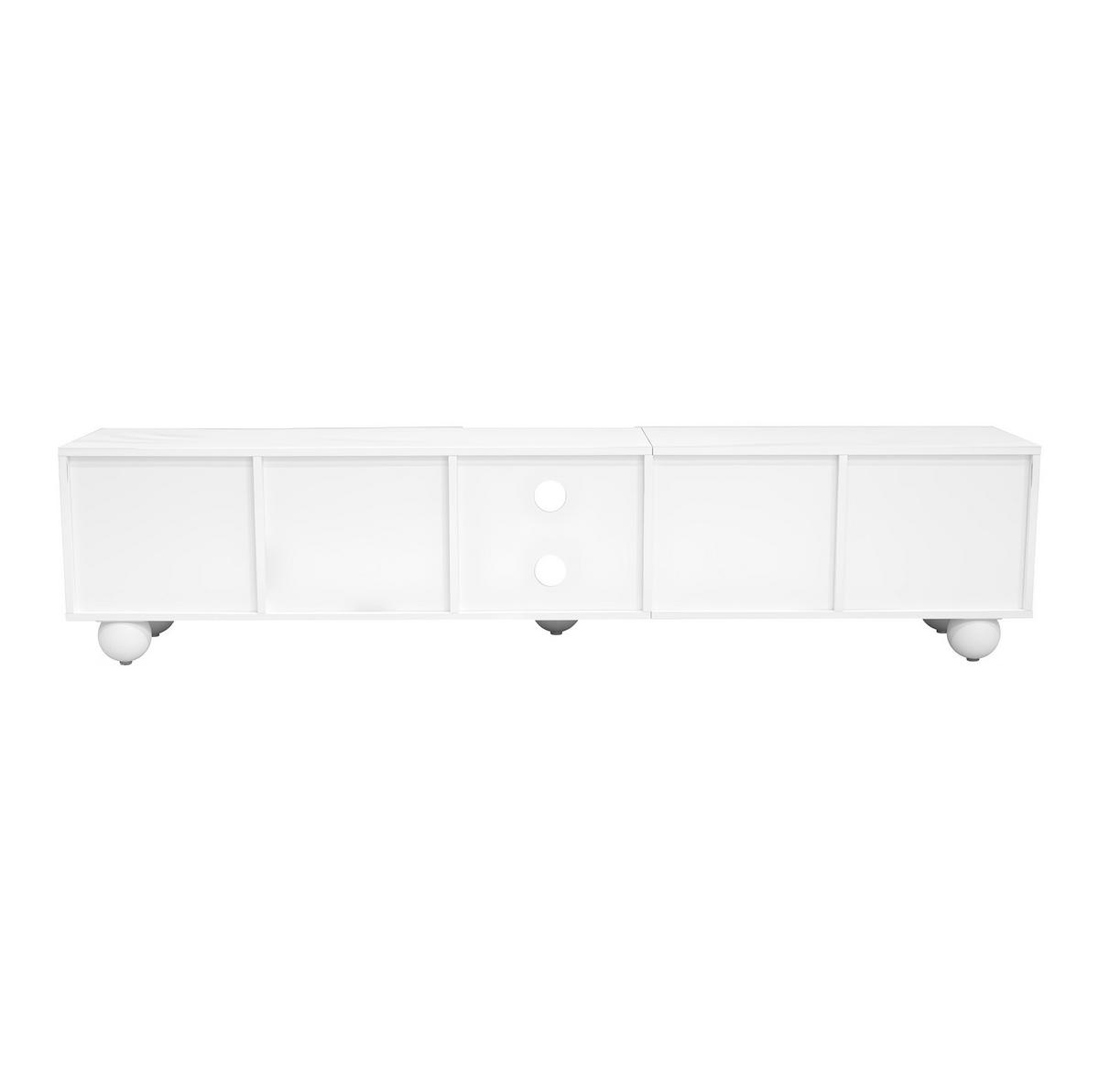 TV-SCHRANK aus MDF und Holzwerkstoff 180x40x41,5 cm Weiß mit Push-to-Open, offenem Mittelfach und Stauraum - Weiß, Holzwerkstoff (180/41.5/40cm) - Modfu