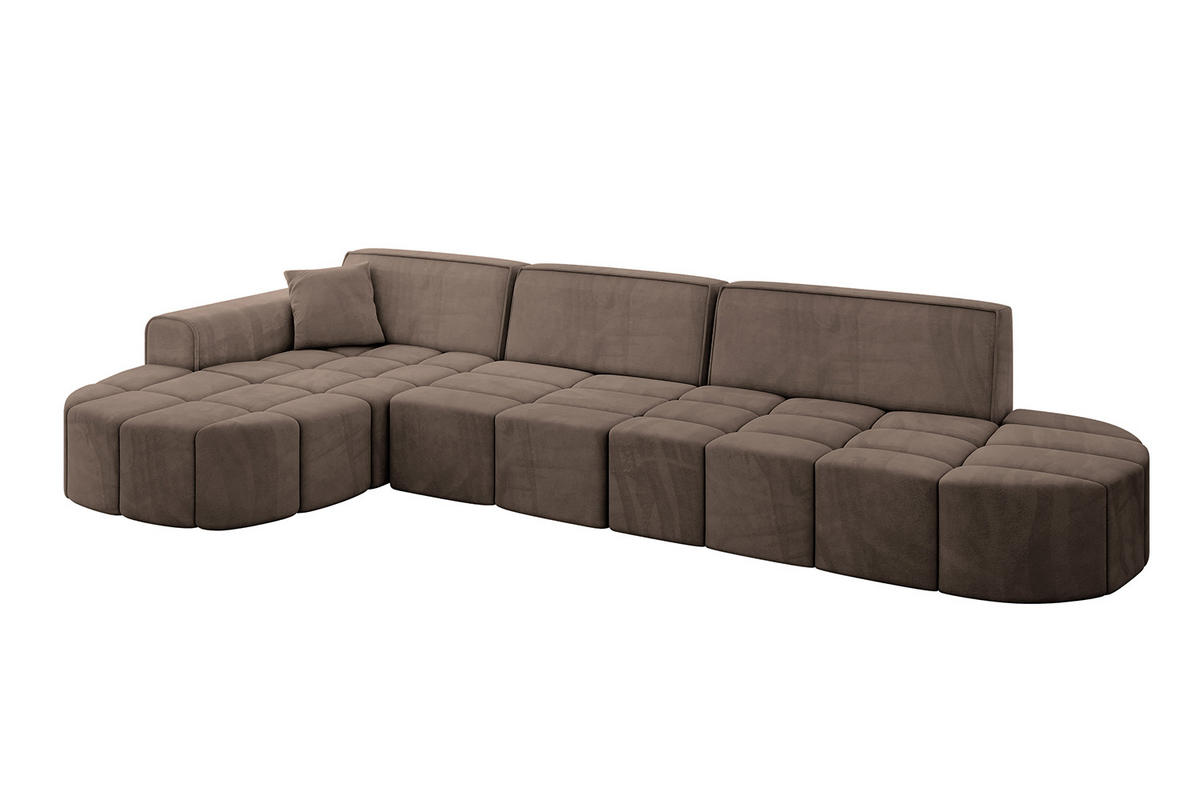 ECKSOFA Ottomane Links LIVO-L2 - 337x173x79,5 cm Braun - Braun, Holzwerkstoff/Textil (337/173cm) - ALTDECOR