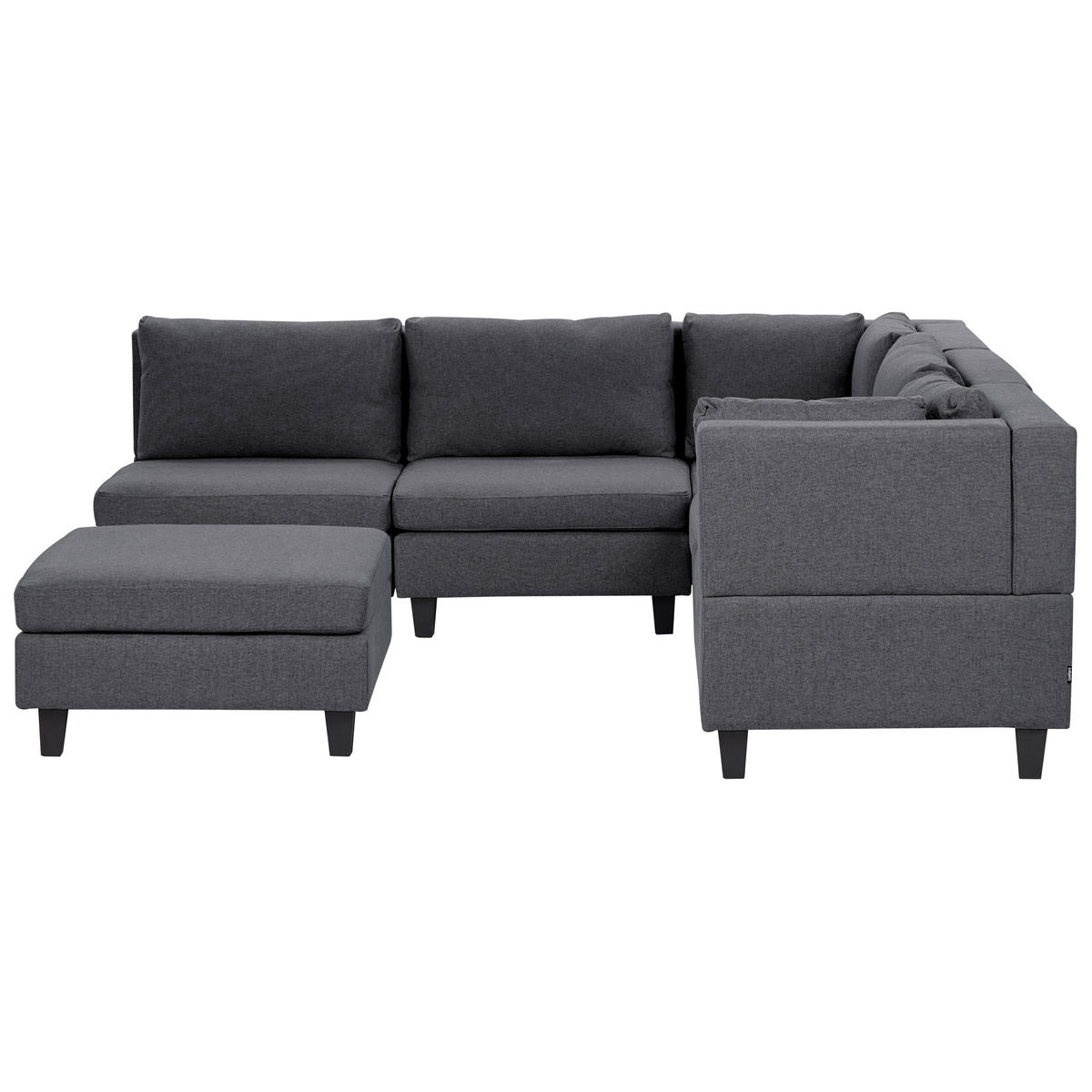 ECKFSOFA Modul 5-Sitzer linksseitig Dunkelgrau Stoff mit Ottomane Unstad - Dunkelgrau/Grau, Textil (228/228cm) - Beliani