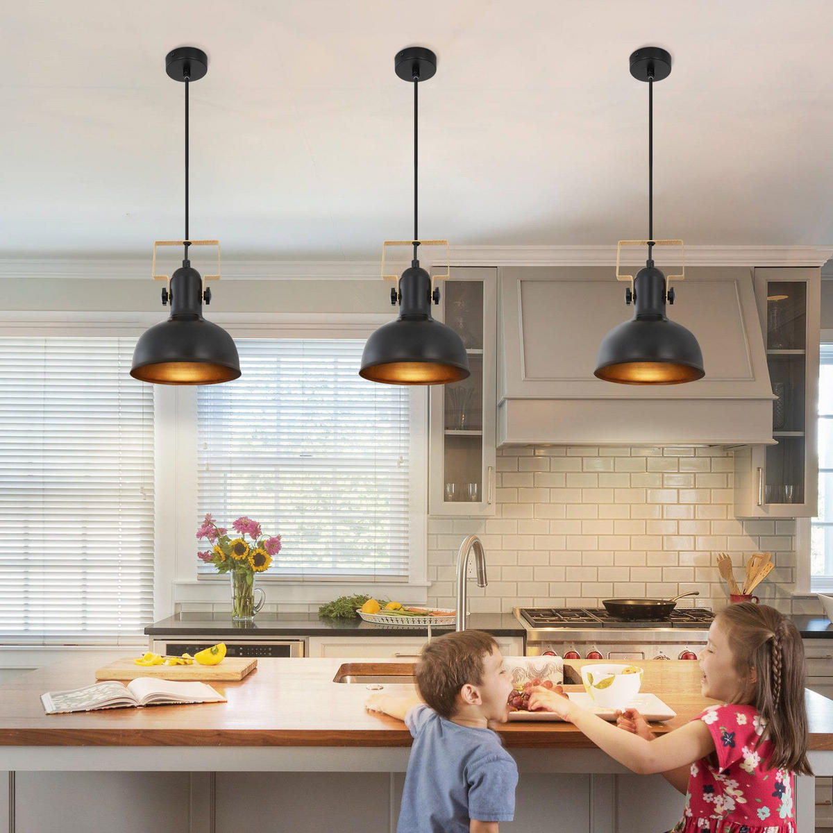 PENDELLEUCHTE Seraphina 18/18/160 cm - Schwarz, Metall (18/18/160cm) - ZMH