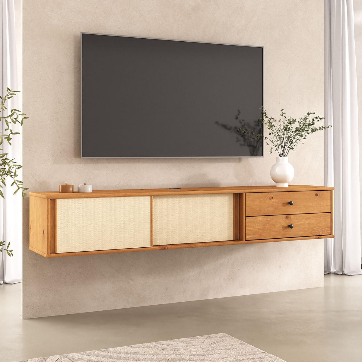 LOWBOARD SIMONA Eiche - Eichefarben, Holz (175/30/34cm) - IDIMEX