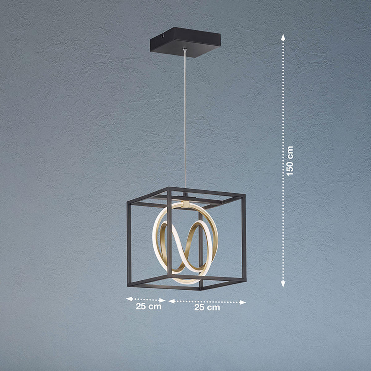 LED HÄNGELAMPE Gisi Schwarz Gold - Schwarz, Metall (25/25/150cm)