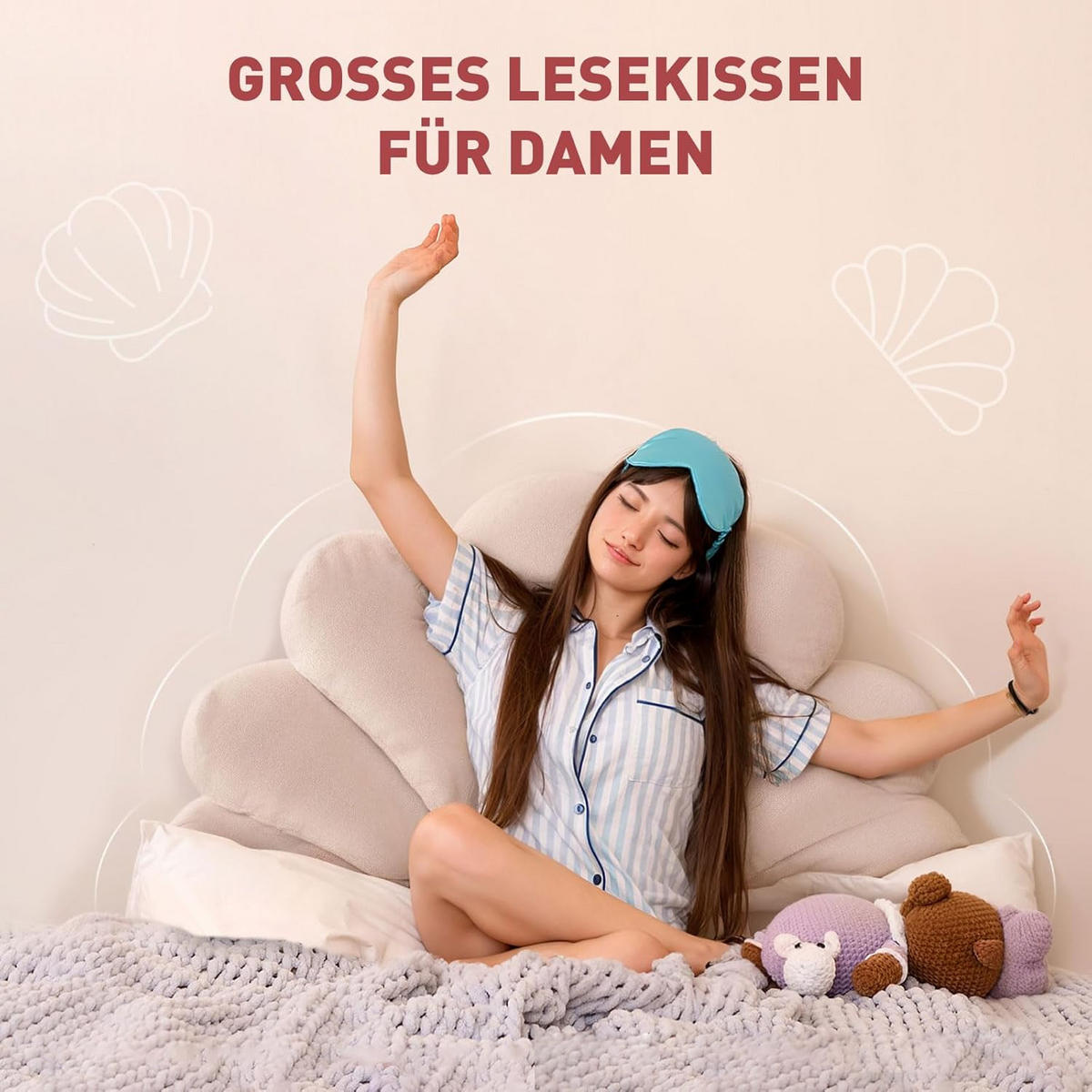 DEKOKISSEN SHELL Rosa - Pink, Textil (90/150cm) - Vercart