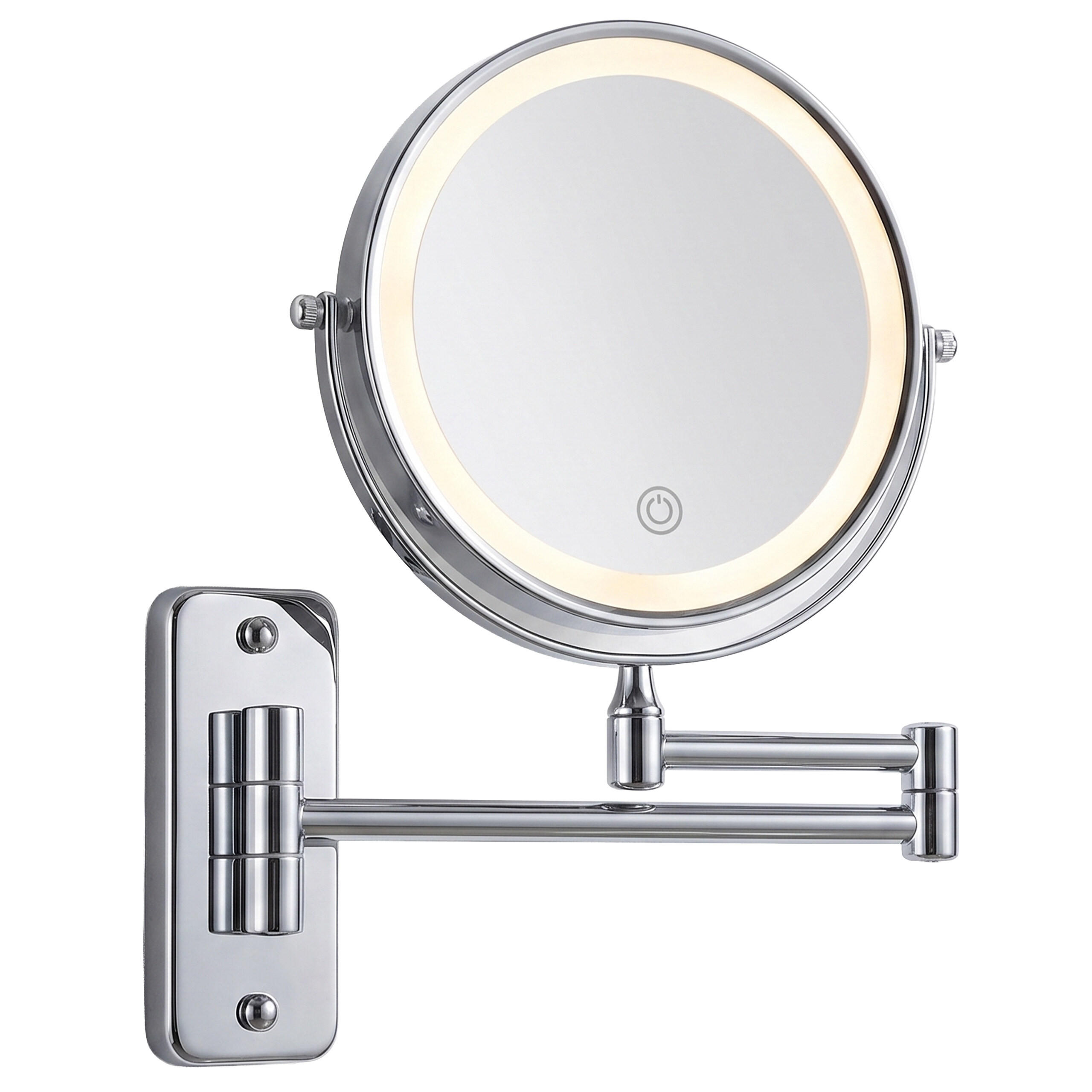KOSMETIKSPIEGEL Silber Wand LED 10fach - Silberfarben, Glas/Metall (33/30/3.5cm) - Relaxdays