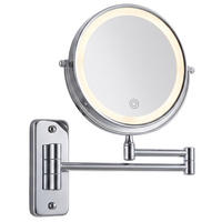 KOSMETIKSPIEGEL Silber Wand LED 10fach - Silberfarben, Glas/Metall (33/30/3.5cm) - Relaxdays
