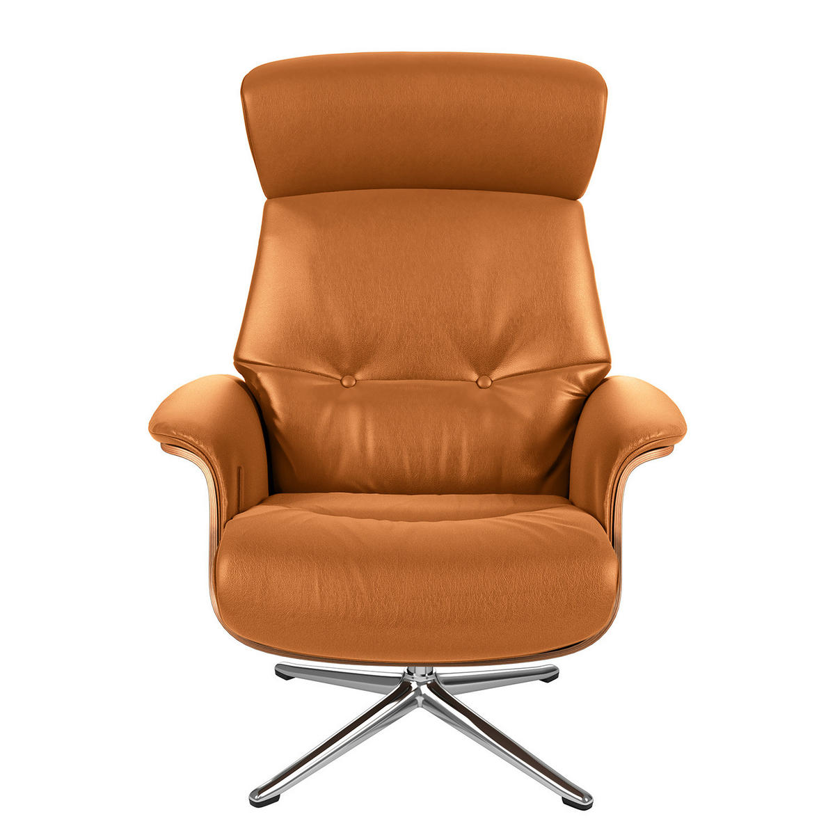 SESSEL - manuell verstellbar - Chromfarben/Cognac, Leder/Metall (83/110/88cm) - home24