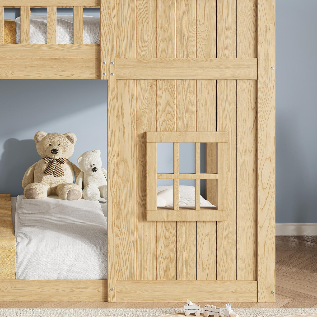 ETAGENBETT in Hausform 90x200 cm Kiefer und MDF Natur - Naturfarben, Holzwerkstoff (90/200cm) - Beauniv