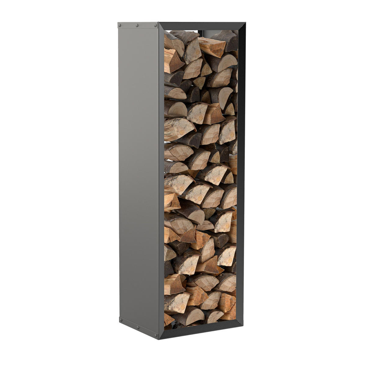 BRENNHOLZREGAL Wooker high Kaminholzregal Holzlagersystem Schwarz 49 x 149 cm - Schwarz, Metall (49/149/149cm) - Alberts