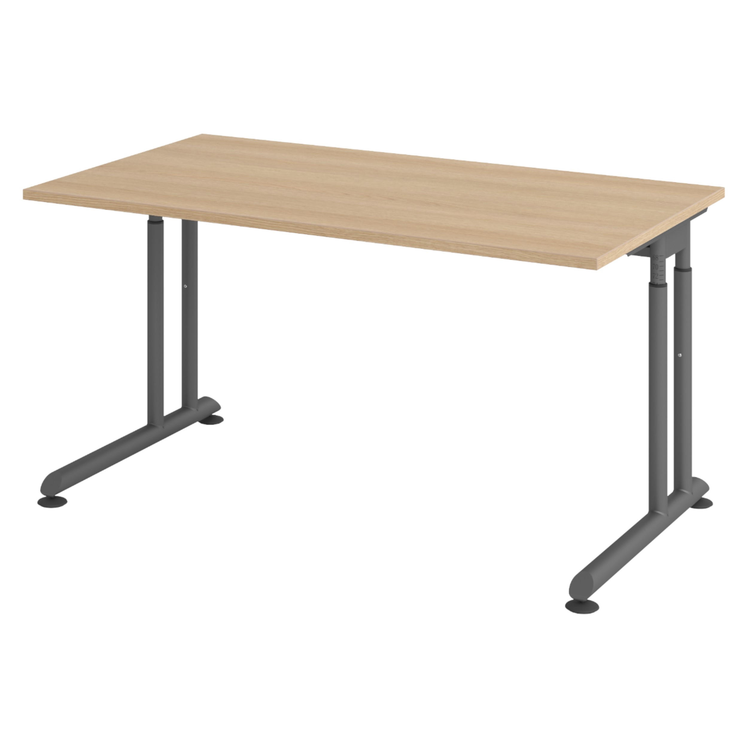 SCHREIBTISCH Serie-Z 80/140/74 cm in Eichefarben/Graphitfarben - Eichefarben/Graphitfarben, Holzwerkstoff (80/140/74cm) - bümö