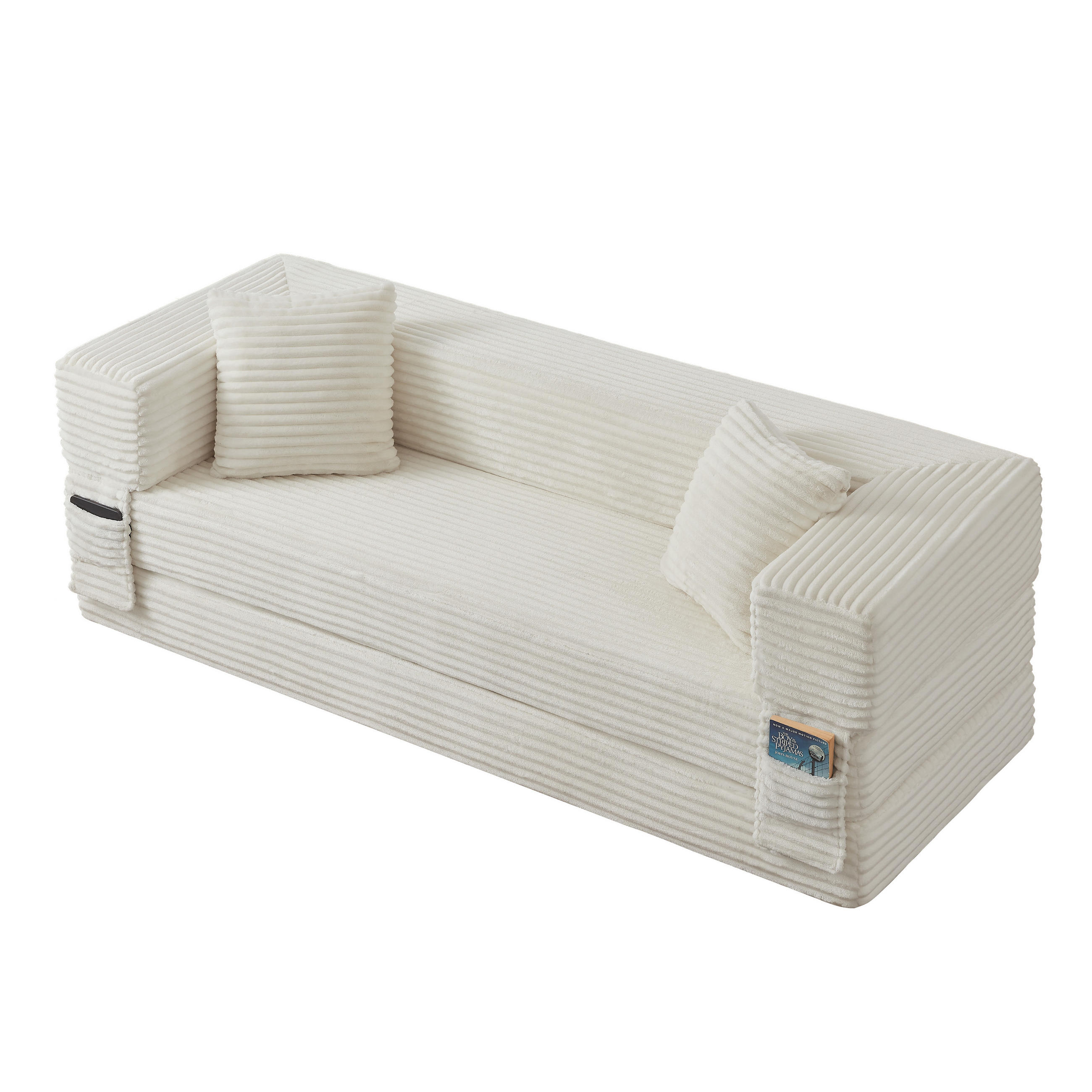 SCHLAFSOFA DE-34899 quadratisch mit Bettfunktion Weiß - Weiß, Textil (200/60/76cm) - ComfortXL